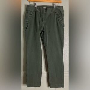 Loft Modern Fit Cropped Pants Womens Size 8 Olive Green Casual Straight Leg